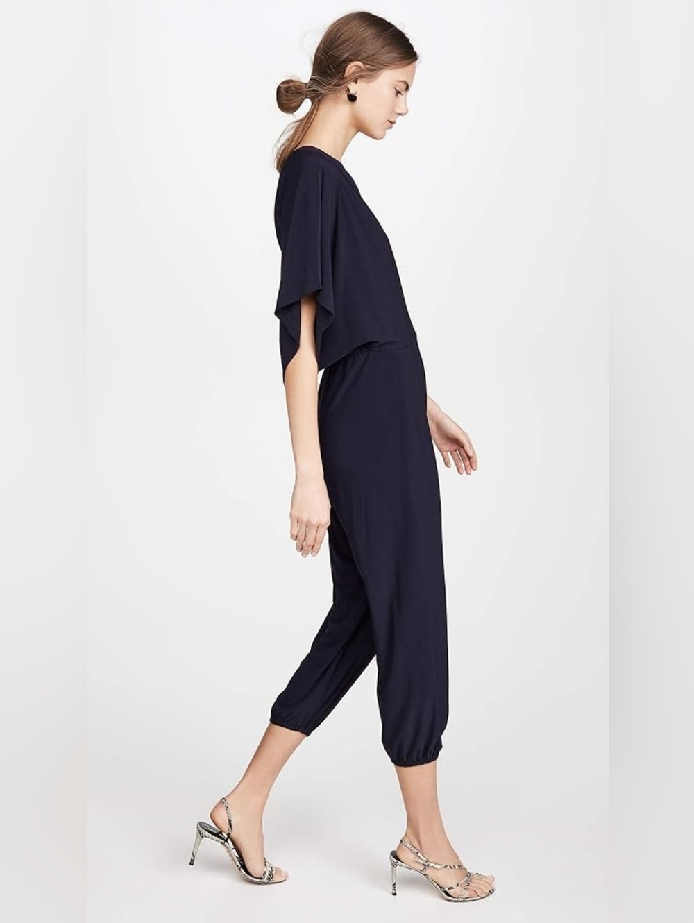 NEW Norma Kamali Black Draped Dolman Jumpsuit - Small - Picture 2 of 5